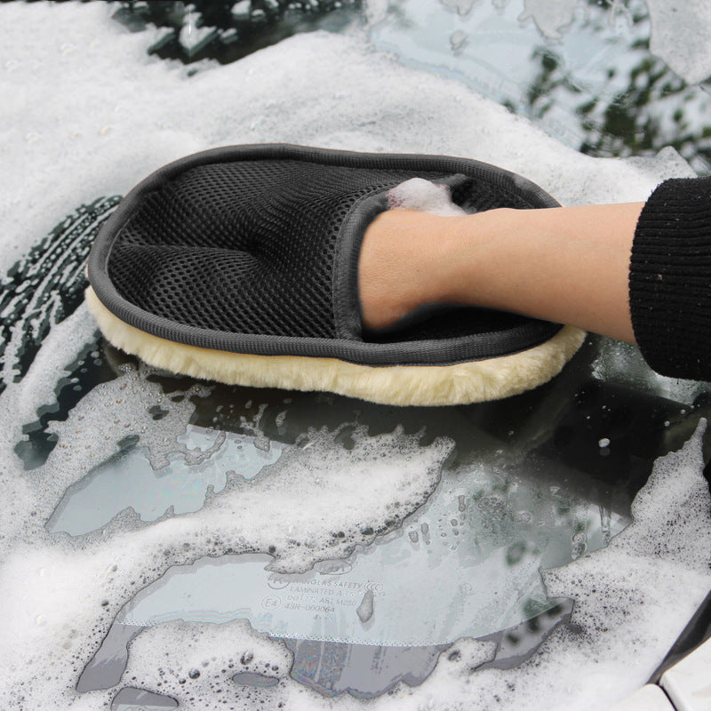 Faux Wool Double-sided Car Cleaning Gloves (1pc)